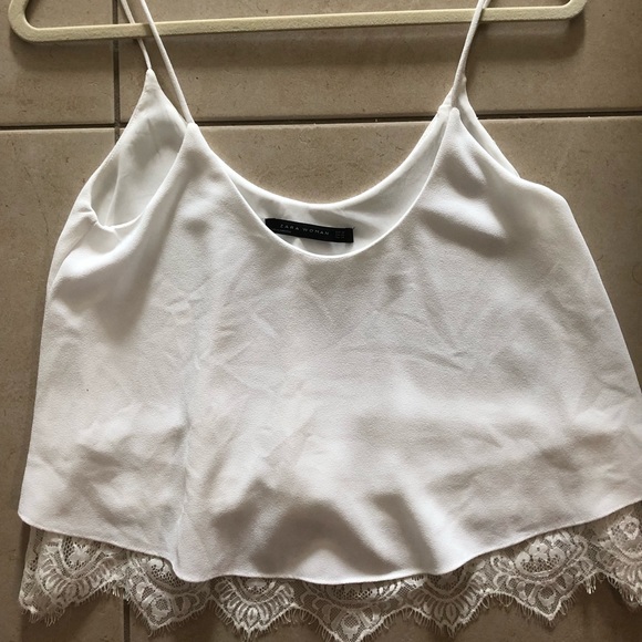 NWOT - Zara Top with Lace detail on the bottom - Picture 2 of 5